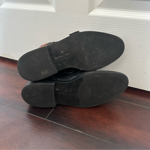 Size 7.5 (38) Zara Women’s Trafaluc Floral Embroidered Buckle Ankle Boots Black - Picture 11 of 13